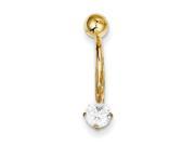 10k Yellow Gold with 5Mm Round Cubic Zirconia Belly Dangle