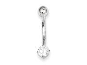 10k White Gold with 5Mm Round Cubic Zirconia Belly Dangle