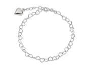 Sterling Silver Polished Puffed Heart with 1in ext. Anklet