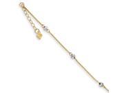 14K Two tone Diamond cut Beads with 1in Ext Anklet