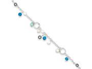 Sterling Silver Turquoise ClEarrings Bead FW Cultured Pearl Anklet Bracelet