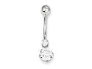 10k White Gold with 3 And 6Mm Cubic Zirconias Belly Dangle