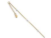 14K Cable Two tone with Mirror Beads with 1in Ext Anklet