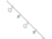 Sterling Silver Polished Shell and Turquoise with 1in ext. Anklet