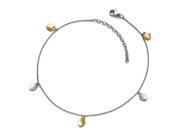 Stainless Steel Polished Yellow IP plated Hearts with 1.75in ext Anklet