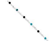 Sterling Silver Onyx Turquoise Anklet Bracelet