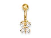 10k Yellow Gold with Cubic Zirconia Butterfly Belly Dangle