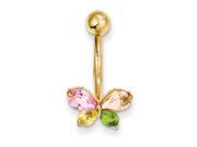 10k Yellow Gold Multi Color Cubic Zirconia Butterfly Belly Dangle