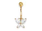 10k Yellow Gold with Large Cubic Zirconia Butterfly Belly Dangle