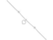 Sterling Silver Box Chain With Heart Anklet