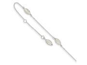 14k White Gold hite Gold Puffed Rice Bead Anklet