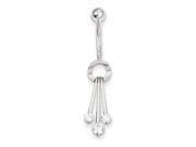 10k White Gold with Dangly Cubic Zirconias Belly Dangle