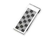 Stainless Steel Polished Black and Grey Carbon Fiber Money Clip