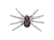 Sterling Silver Black Rhodium Pink Cubic Zirconia Spider Pin