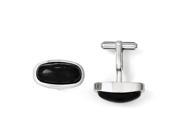 Stainless Steel Black Agate Polished Cuff Links