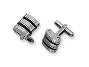 Stainless Steel Black Rubber Cuff Links