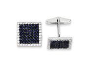 Sterling Silver Black Rhodium Blue ClEarrings Cubic Zirconia Cuff Links