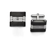 Stainless Steel Brushed and Polished Black IP plated Cuff Links