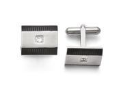 Stainless Steel Black IP plated Cubic Zirconia Polished Cuff Links