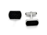 Stainless Steel Polished Black Carbon Fiber Inlay Cuff Links