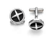 Stainless Steel Polished Enameled X Cuff Links