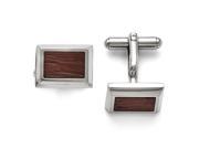 Stainless Steel Polished with Wood Inlay Cuff Links