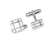 Sterling Silver Grooved Design Cuff Links