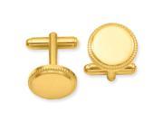 Gold plated Polished Beaded Round Cuff Links