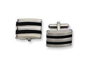 Stainless Steel Black Rubber Cuff Links