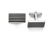 Stainless Steel Brushed Black Rubber Cuff Links