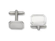 Rhodium plated Polished Rectangle Cuff Links