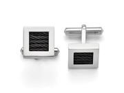 Stainless Steel Polished Black IP plated Wire Cuff Links