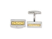 Stainless Steel Yellow IP plated Textured Polished Cuff Links