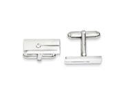 Sterling Silver Cubic Zirconia Rectangle Cuff Links