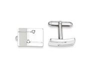 Sterling Silver Rectangle with Cubic Zirconia Cuff Links