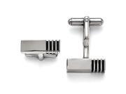 Stainless Steel Polished Antiqued Inlay Cuff Links