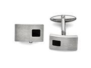 Stainless Steel Polished and Brushed Black Carbon Fiber Cuff Links