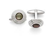 Stainless Steel Polished Black Mother of Pearl Cuff Links