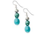 Sterling Silver Green Turquoise Green Freshwater Cultured Pearl Earrings