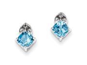 Sterling Silver Rhodium Plated Diamond Lt Swiss Blue Topaz Post Earrings