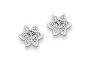 Sterling Silver Star with Diamond Earrings