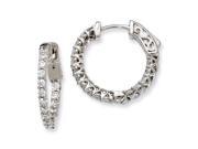 Sterling Silver Cubic Zirconia 32 Stones In and Out Round Hoop Earrings