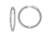 Sterling Silver Rhodium plated Cubic Zirconia In and Out Hinged Hoop Earrings