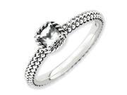 Sterling Silver Stackable Expressions Checker cut White Topaz Antiqued Ring