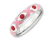 Sterling Silver Stackable Expressions Polished Pink Red Enameled Ring
