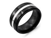 Titanium Black Ti with Sterling Silver Inlay 10mm Polished Band