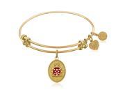 Expandable Bangle in Yellow Tone Brass with Ladybug Love Luck Symbol