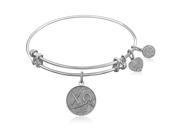 Expandable Bangle in White Tone Brass with Chi Omega Symbol