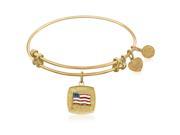 Expandable Bangle in Yellow Tone Brass with American Flag Symbol