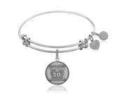 Expandable Bangle in White Tone Brass with Friends 20th Anniversary Symbol